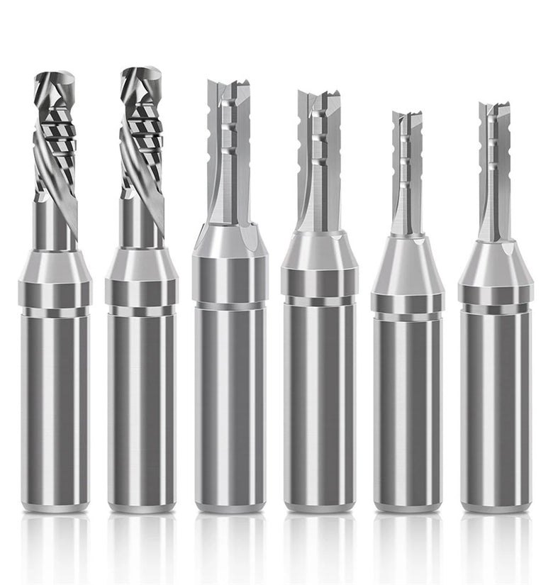 1/2 Inch 12.7mm Shank Tungsten Mortising Carbide Router Bit 2 Flutes/3 Flutes TCT Straight Router Bit Straight Flute End Milling Cutter 6-8mm Cutting Diameter 20-22mm Cutting Length