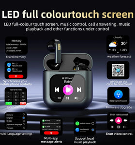 K1 TWS bluetooth Earphone LCD Touch Screen Earbuds 8G Memory ENC HD Calls Low Latency Portable Wireless Smart Earphone with Mic