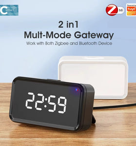 SMATRAL Type-C Plug In Zigbee3.0 Gateway Tuya Smart Hub Remote Control bluetooth Mesh Multi Mode Gateway Time Display Desk Wall Clock Voice Remote Control