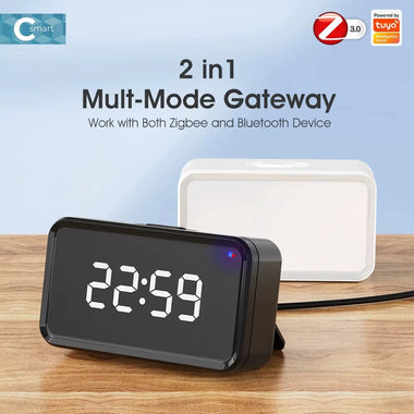 SMATRAL Type-C Plug In Zigbee3.0 Gateway Tuya Smart Hub Remote Control bluetooth Mesh Multi Mode Gateway Time Display Desk Wall Clock Voice Remote Control