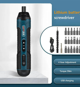 20pcs Electric Screwdriver Bits Set Cordless Rechargeable 3.6V Lithium Battery 1300mAh Torque Adjustment With 20 Accessories LED Light USB Charging