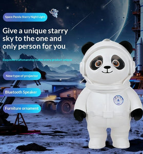 Elfeland Cute Spaceman Panda LED Galaxy Projector Lamp With Built-in bluetooth Speaker Star Projection Night Light Bedroom Decoration Gift for Kids Adults