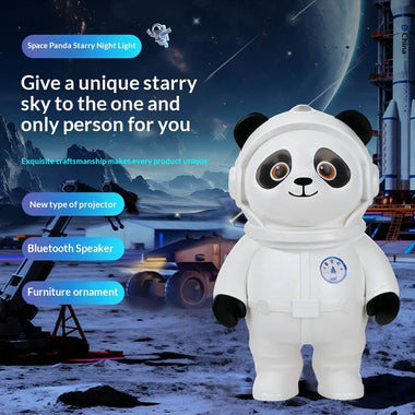 Elfeland Cute Spaceman Panda LED Galaxy Projector Lamp With Built-in bluetooth Speaker Star Projection Night Light Bedroom Decoration Gift for Kids Adults