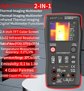 ZOYI ZT-R01 Infrared Thermography Multimeter 2.4-inch TFT Screen 32x32 Resolution Temperature Range -20 to 550 Accurate Digital Multimeter
