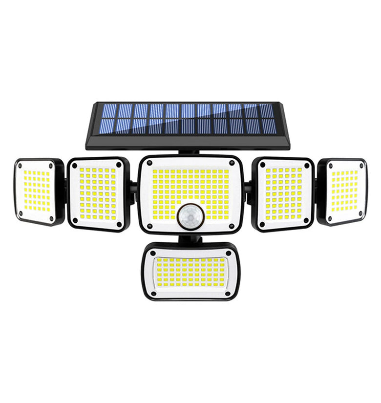 Elfeland 370 LED 6 Head Outdoor Solar Light, Motion Sensor, Wide-Angle Flood Illumination, Waterproof Outdoor Solar Lamp for Yard, Garden, Fence & Pathways