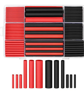 270Pcs 3:1 Shrink Ratio Dual Wall Adhesive Lined Heat Shrink Tubing Tube 3/8" 1/4" 3/16" 1/8" 3/32" 1/16" 2 Color Kit