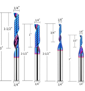 1/4 Inch Shank YK20 Alloy CNC Router Bit Spiral Design Nano Coated Cutter for Aluminum Brass ABS Acrylic HDPE High Precision 35 Degree Angle