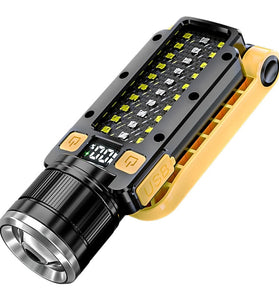 USB Rechargeable Dual Light Powerful LED Flashlight Zoomable Torch with Magnetic Bracket Outdoor Waterproof Camping Fishing Lantern