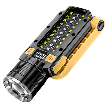 USB Rechargeable Dual Light Powerful LED Flashlight Zoomable Torch with Magnetic Bracket Outdoor Waterproof Camping Fishing Lantern