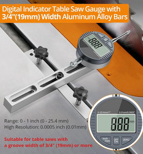 0-1Inch Digital Dial Indicator Table Saw Gauge Suitable for Table Saws with a Slot Width of 3/4" (19mm) or more for Aligning and Calibrating Work Shop Machinery Band Saw and Drill Press