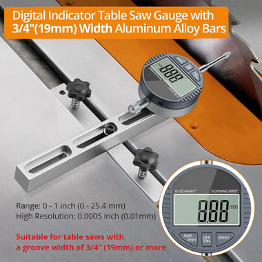 0-1Inch Digital Dial Indicator Table Saw Gauge Suitable for Table Saws with a Slot Width of 3/4" (19mm) or more for Aligning and Calibrating Work Shop Machinery Band Saw and Drill Press