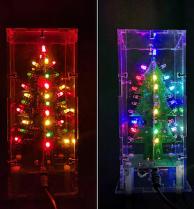 Tri-color/Colorful Curved-leaf Christmas Tree Standard/Music Version DIY Electronic Kits