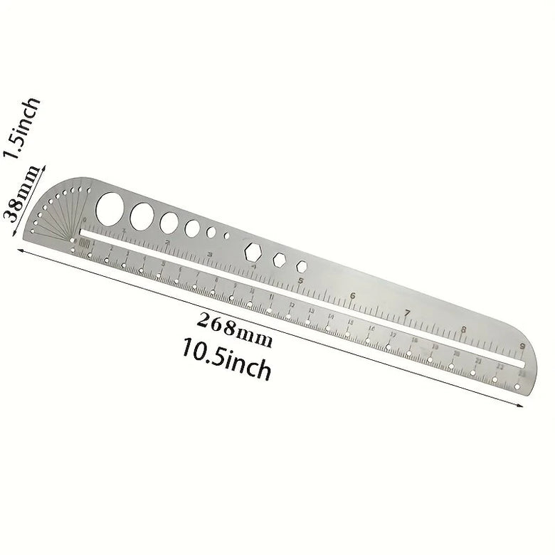 Multifunctional Stainless Steel Profiled Ruler Protractor Compass 201 Stainless Steel Precision Measuring Tool for Designers and Craftsmen