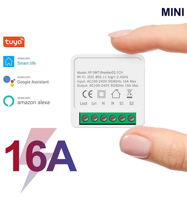 16A Mini Smart Wifi DIY Switch Support 2 Way Control Smart Home Automation Module Work with Alexa Google Home Smart Life App