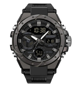 SANDA Men Quartz Watch Waterproof Sport Wristwatches Multifunctional Outdoor Luminous Electronic Watch - Dual Display, Calendar, Alarm Clock, Stopwatch