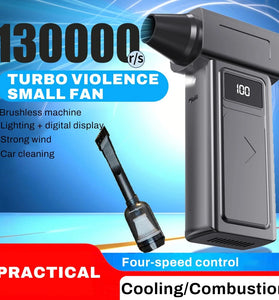 130000RPM Handheld Wireless Brushless Car Vacuum Cleaner with Suction and Blower Function Strong Air Speed Digital Display
