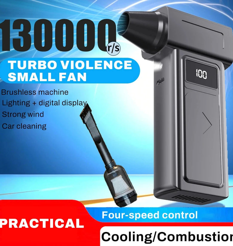 130000RPM Handheld Wireless Brushless Car Vacuum Cleaner with Suction and Blower Function Strong Air Speed Digital Display