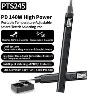 PTS245 PD3.1 140W Soldering Iron Kit Smart Digital Mini Solder Station for Electronics DIY Repair