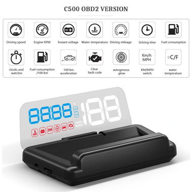 GEYIREN C500 Auto OBD2 HUD Head-Up Display EOBD Windshield Car Speedometer Projector Digital  For All Car
