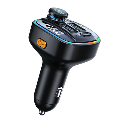 Dual Display Car bluetooth V5.0 FM Transmitter 20W PD + QC3.0 USB Car Charger 7 Colors RGB Backlit Light HiFi Music MP3 Player
