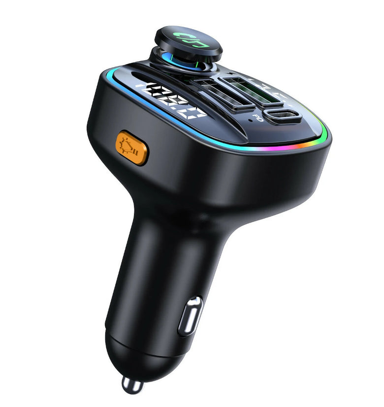 Dual Display Car bluetooth V5.0 FM Transmitter 20W PD + QC3.0 USB Car Charger 7 Colors RGB Backlit Light HiFi Music MP3 Player