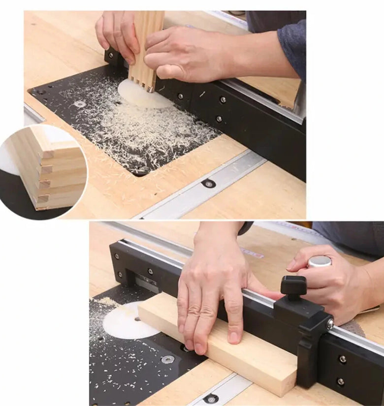 Wnew 450mm Miter Gauge Fence with Tenon Block and A Repetitive Cut Flip Stop For Wood Workbench Router Table Saw Table