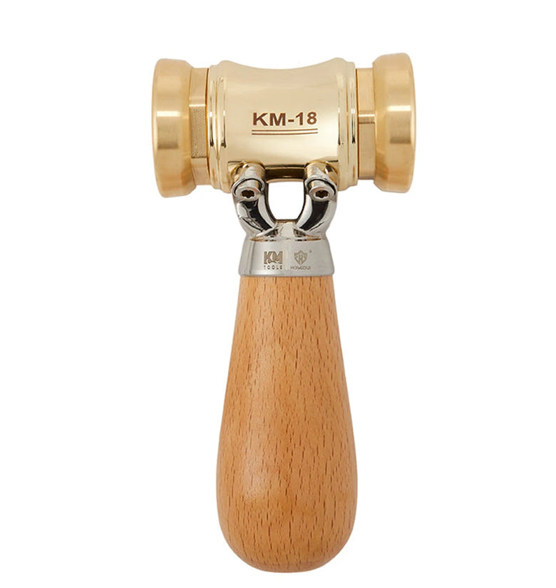 HONGDUI KM-18 Mallet Hammer 22-Ounce Brass Head Mallet Replaceable Plastic Hammer Heads Nylon Inserts Comfortable Handle Reduces Hand Fatigue