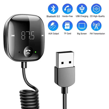 50Hz-20KHz Car Bluetooth Transmitter and Receiver Hands-Free Car FM Bluetooth Car Adapter Audio MP3 Player