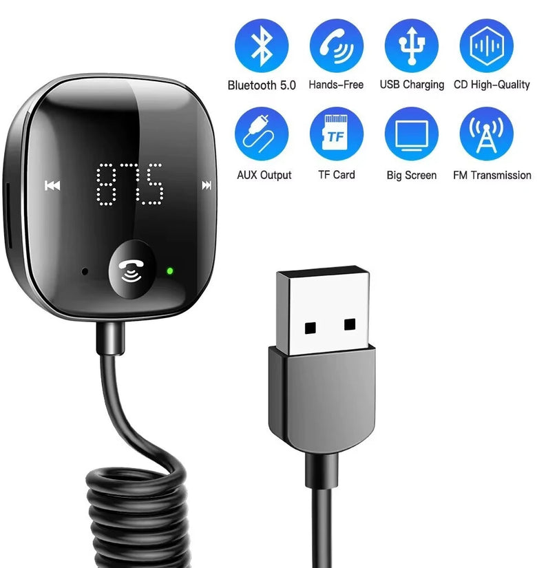 50Hz-20KHz Car Bluetooth Transmitter and Receiver Hands-Free Car FM Bluetooth Car Adapter Audio MP3 Player