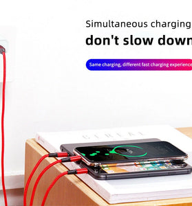 2A USB-A to Type-C/Micro/iP Cable Fast Charging Nylon Braided Core Line 1.2M Long for iPhone14 Pro for Huawei P50 for ViVo Y70s for Xiaomi Mi13