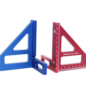 Aluminum Alloy Woodworking Square Protractor Miter Triangle Ruler Right Angle Ruler Drawing Line Ruler Measuring Tool for Carpentry