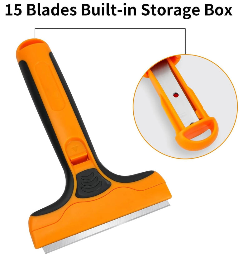 Wide Razor Blade Scraper Tool 4 Inch Glass Cleaner Replaceable SK5 Blades for Windows Paint Adhesive Removal