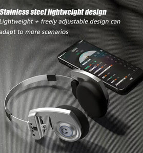 H1Pro TWS bluetooth Headset Retro Stainless Steel Headphone Dual 36mm Dynamic Coils Telescopic Design Sponge Earmuffs Foldable Over-head Headphones