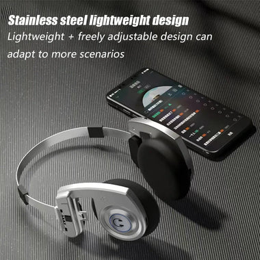 H1Pro TWS bluetooth Headset Retro Stainless Steel Headphone Dual 36mm Dynamic Coils Telescopic Design Sponge Earmuffs Foldable Over-head Headphones