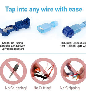 120pcs T-Tap Wire Connectors Self-Stripping Quick Splice Electrical Wire Terminals Insulated Male Quick Disconnect Spade Terminals Assortment Kit with Storage Case