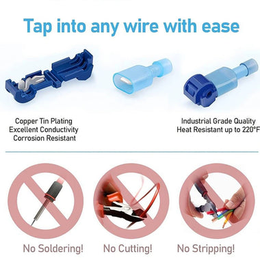 120pcs T-Tap Wire Connectors Self-Stripping Quick Splice Electrical Wire Terminals Insulated Male Quick Disconnect Spade Terminals Assortment Kit with Storage Case
