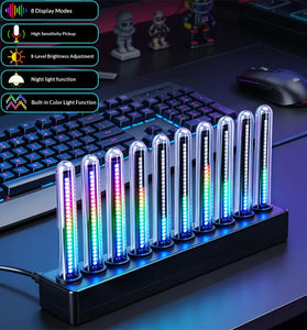 Music Sync Spectrum Light Bar 240 RGB LEDs 14 Color Modes 8 Visualizer Effects USB-C 5V 2A Sound Reactive Ambient Lighting Night Light Adjustable Brightness Desktop Gaming Decor