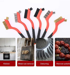 6pcs Wire Brush Set with Nylon Brass Steel Bristles for Metal Cleaning and Polishing Ideal for Industrial and Home Applications