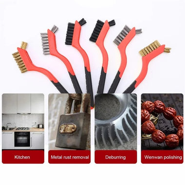 6pcs Wire Brush Set with Nylon Brass Steel Bristles for Metal Cleaning and Polishing Ideal for Industrial and Home Applications