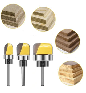 3pcs Multi size Shank Round Nose Bits With Bearing Router Bits Carbide Cutters Woodworking Milling Cutter For Wood Bit Face Mill Tools