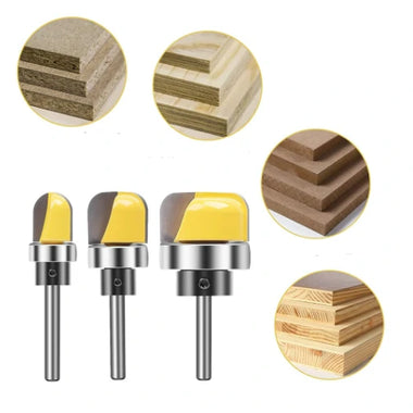 3pcs Multi size Shank Round Nose Bits With Bearing Router Bits Carbide Cutters Woodworking Milling Cutter For Wood Bit Face Mill Tools