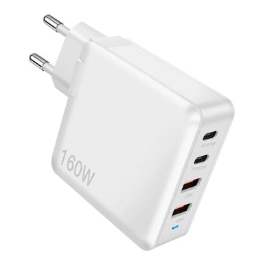 [GaN Tech] PD160W 4-Port USB PD Charger 2USB-A+2USB-C PD Fast Charging Wall Charger Adapter EU Plug US Plug for iPhone 16 16 Pro 15 14 13 Pro Max for Huawei Pura 80 Ultra for XIAOMI for SAMSUNG