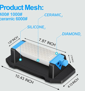 DMD 3 Side Diamond Sharpening Stone Whetstone 400/1000/6000 Grit for Knife and Tool Sharpening with Non-Slip Base