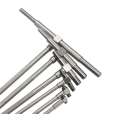 6PCS Telescopic Precision Gauge Set 8-150 mm Internal T Bore Hole Gauge Set Plated Square Head Telescopic Gauge Micrometer Measuring Tools