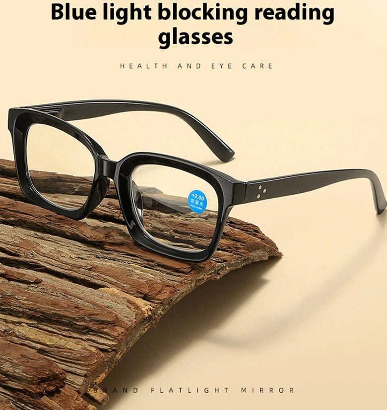 Classic Square Black Reading Glasses for Men Women HD Anti-blue Light Eye Protection Presbyopia Eyeglasses