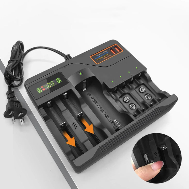 MS-889 Lithium Battery Multi-slot Charger 110-220V AA Battery 3.7V Lithium Battery 9V NiMH Battery Intelligent Charging IC Management