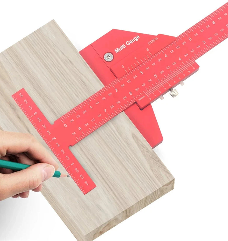 210mm/280mm Woodworking Scriber Marking Measuring Gauge T Ruler Aluminum Alloy Metric/Inch Scale for Carpentry and Woodworking