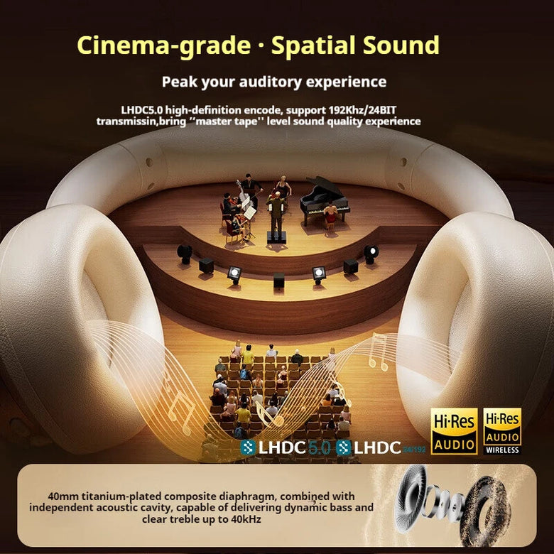 Edifier Evo Space bluetooth Headphone Gaming Headset ANC -45dB Depth Active Noise Canelling DNN Call Noise Reduction 40mm Titanium-plated Composite Diaphragm Hi-Res LHDC5.0 Audio 93H Playback Support Wired Connection Headphones with Mic