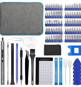 120 in 1 Precision Electric Screwdriver Set 350mAh Lithium Battery 180 RPM Motor 100 Precision Bits Ergonomic Design LED Lights