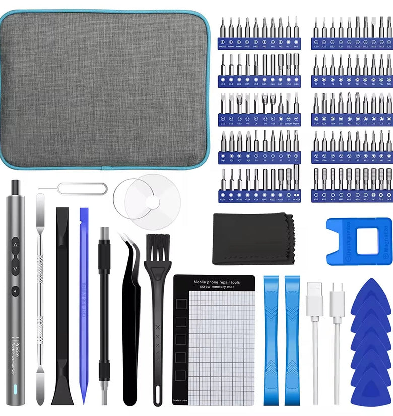 120 in 1 Precision Electric Screwdriver Set 350mAh Lithium Battery 180 RPM Motor 100 Precision Bits Ergonomic Design LED Lights